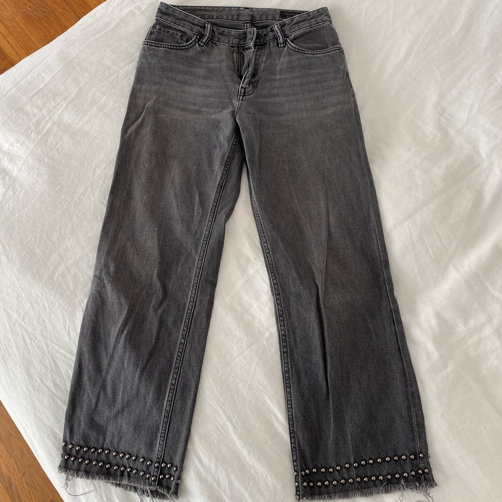 AllSaints High Rise straight stud jeans size 27